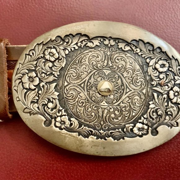 Western Belt, leather with brass buckle, 37\